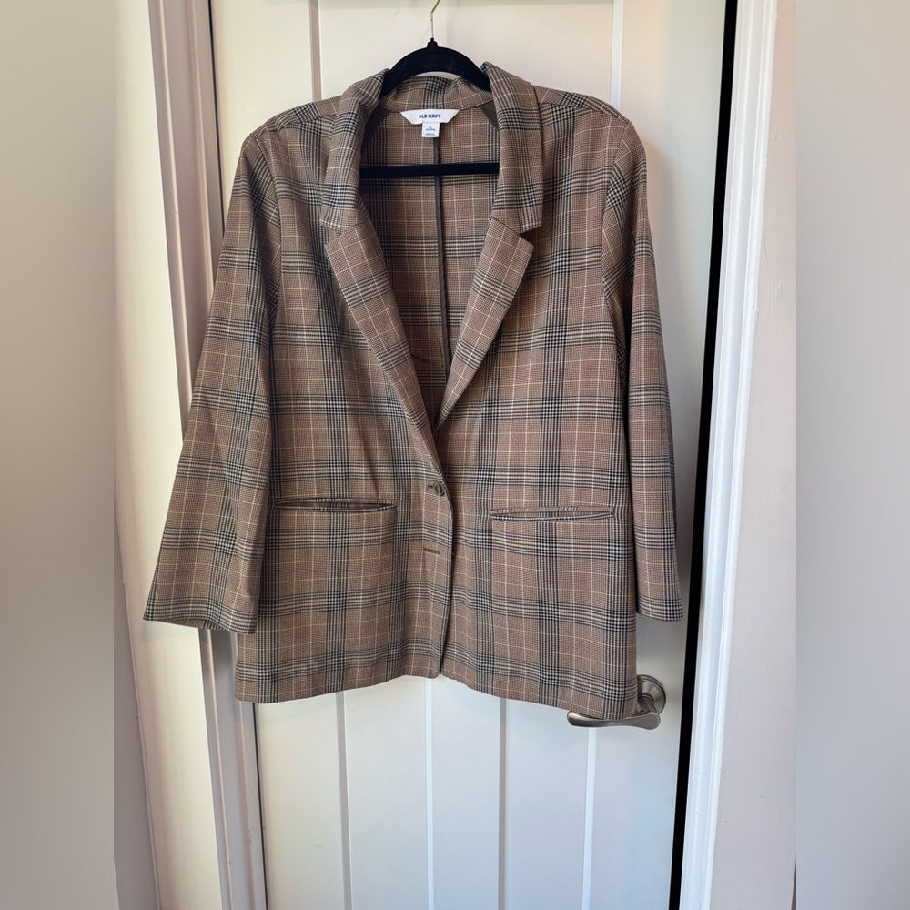 Old Navy Brown Plaid Blazer